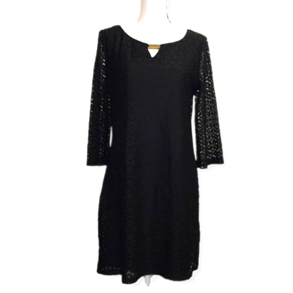 Tacera Black Lace lined Dress - Size Medium